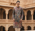 Men's Vibrant Multicolor Paisley Print Art Silk Blend Kurta