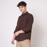 Chocolate Brown Cotton Shirt for Men 4