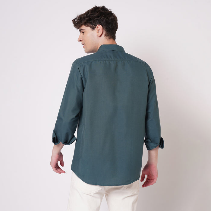 Teal Green Cotton Shirt for Men 2