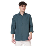 Teal Green Cotton Shirt for Men 4