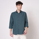 Teal Green Cotton Shirt for Men 1