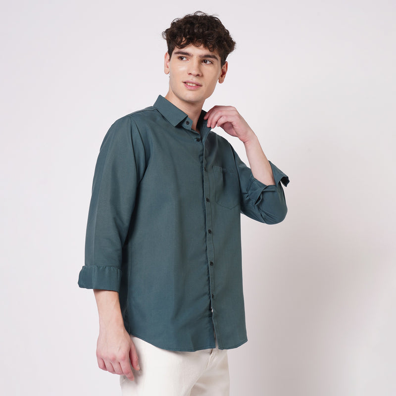 Teal Green Cotton Shirt for Men 6