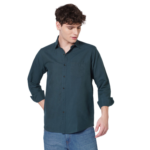 Deep Teal Cotton Shirt for Men — TryBuy®