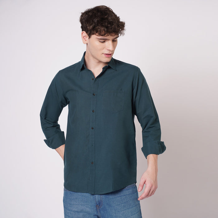 Deep Teal Cotton Shirt for Men 2