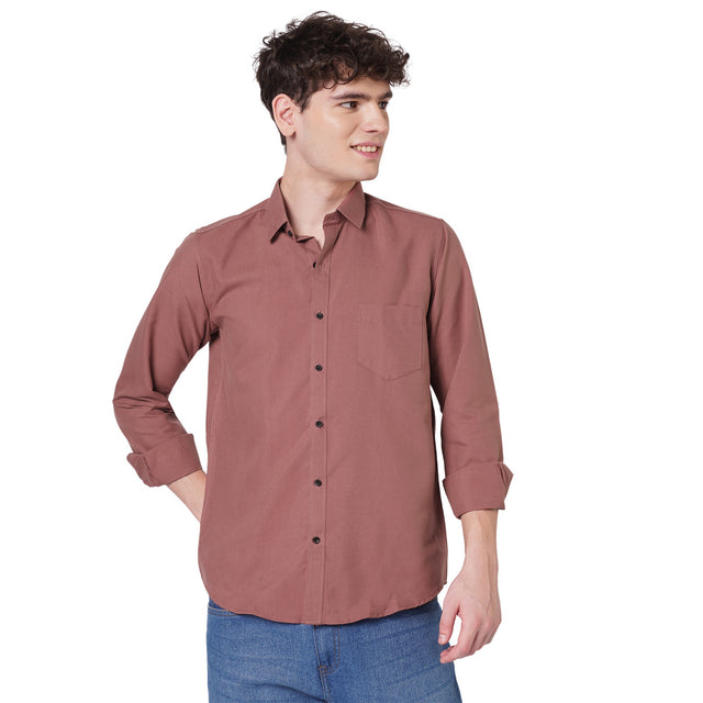 Men's dusty rose solid shirt full front view