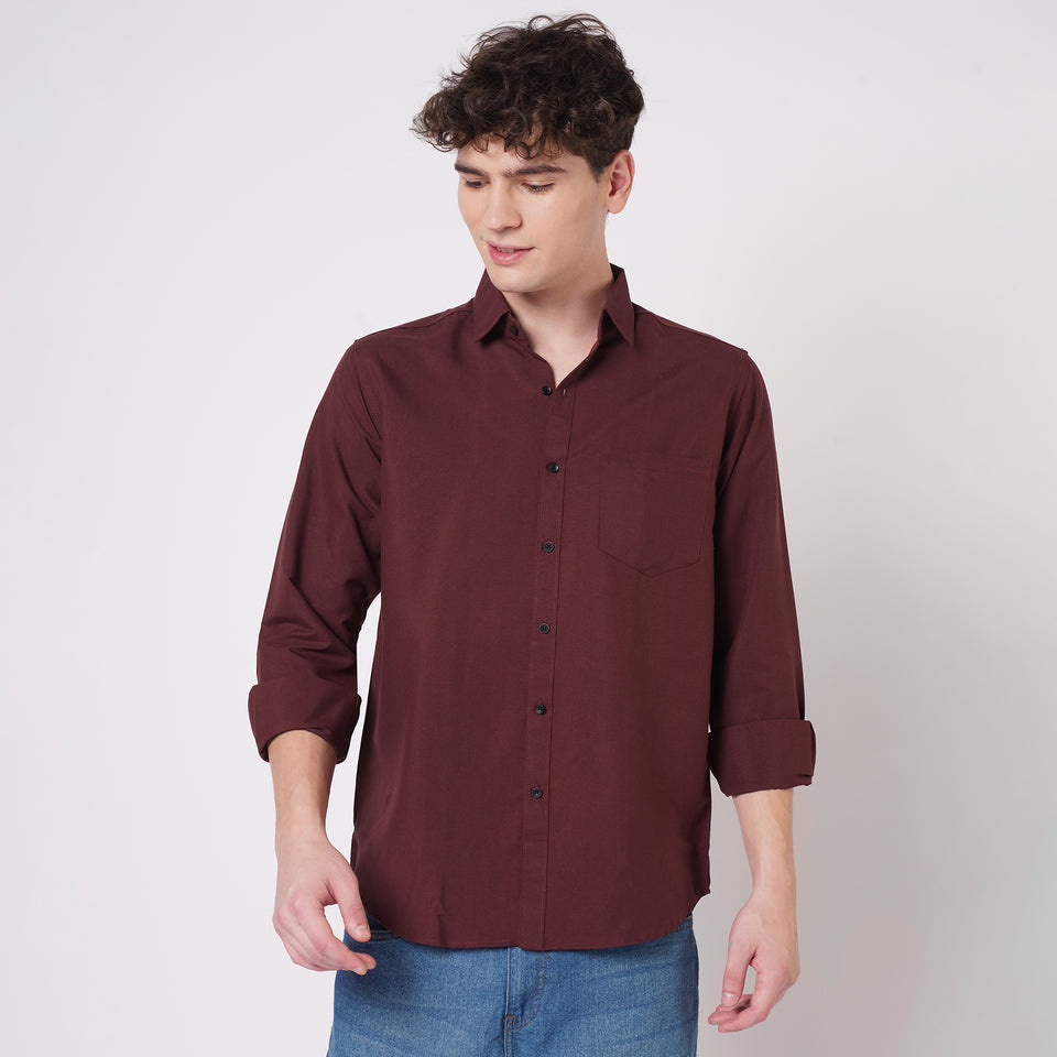 Men's brown solid shirt front view
