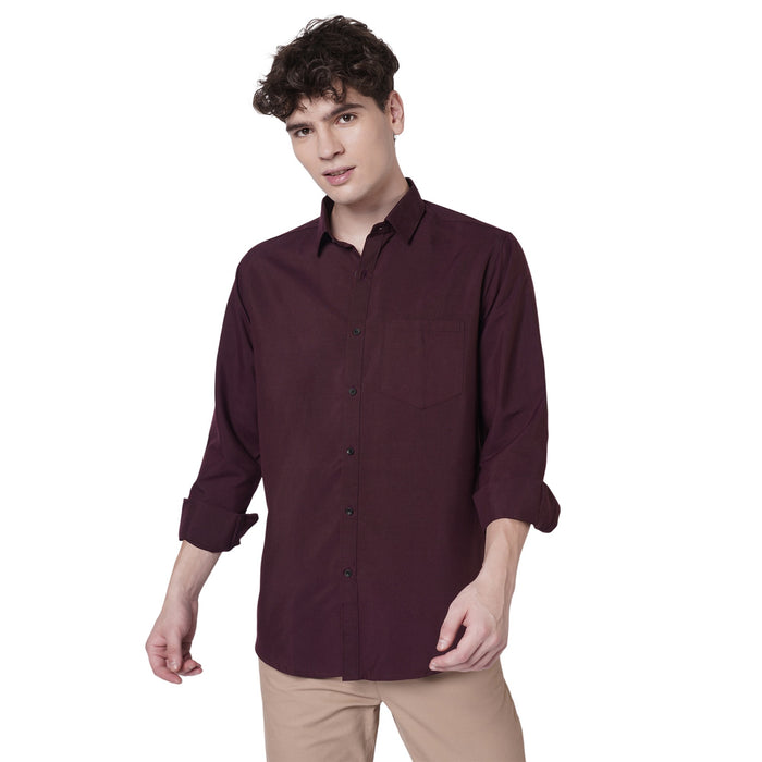Wine Maroon Cotton Shirt for Men 2