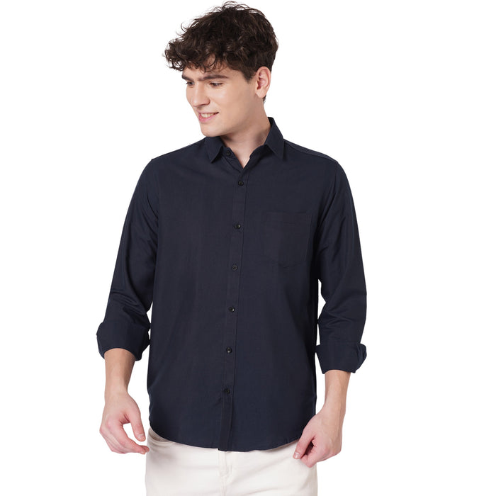 Navy Blue Cotton Shirt for Men 2