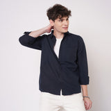 Navy Blue Cotton Shirt for Men 5