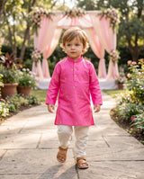 Boys' Magenta Embroidered Kids Kurta – 2–3 Years 1