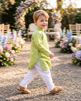 Boys Lime Green Gold Motif Embroidered Kurta – 2–3 Years 2