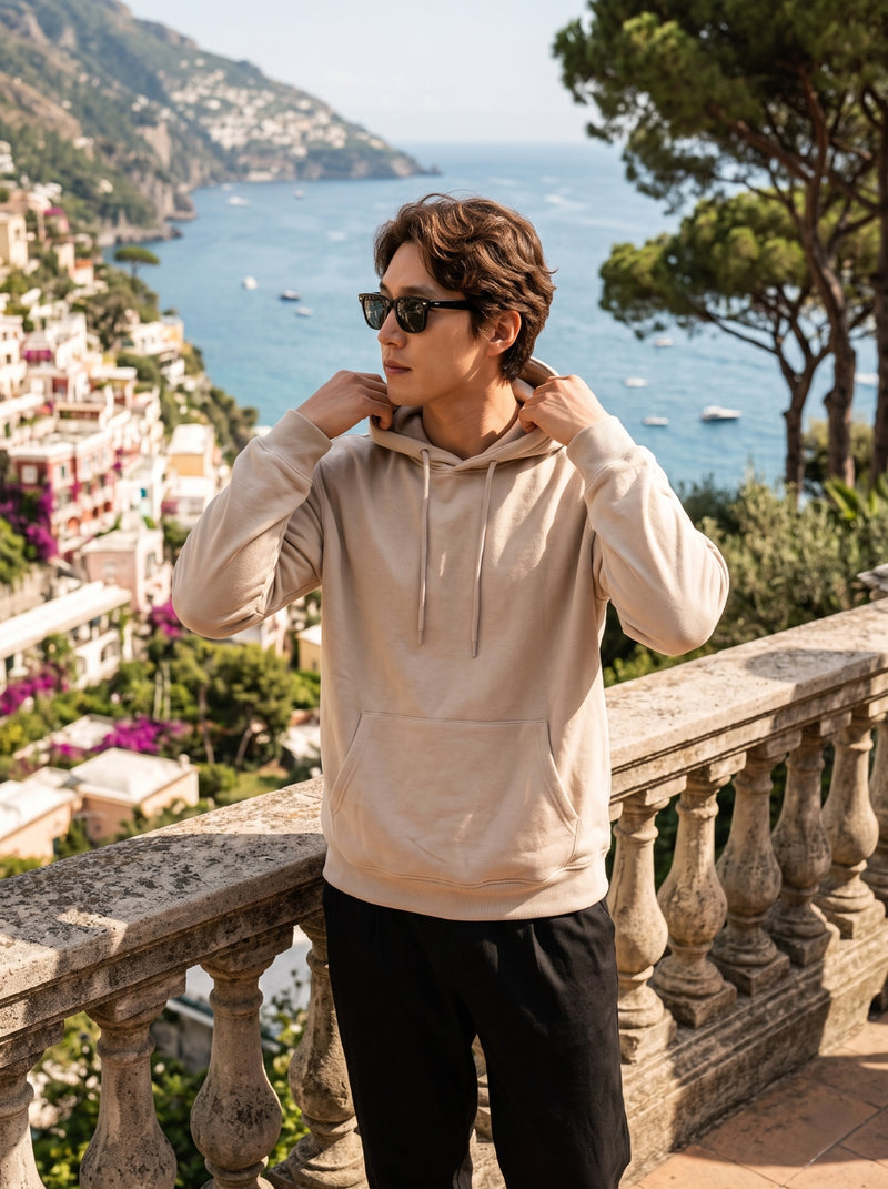 hombre beige 100% algodon Pullover Hoodie 7