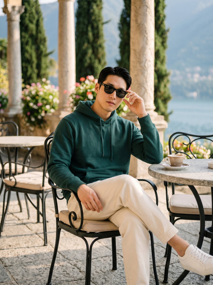 Men's Forest Green 100% Cotton Pullover Hoodie 2