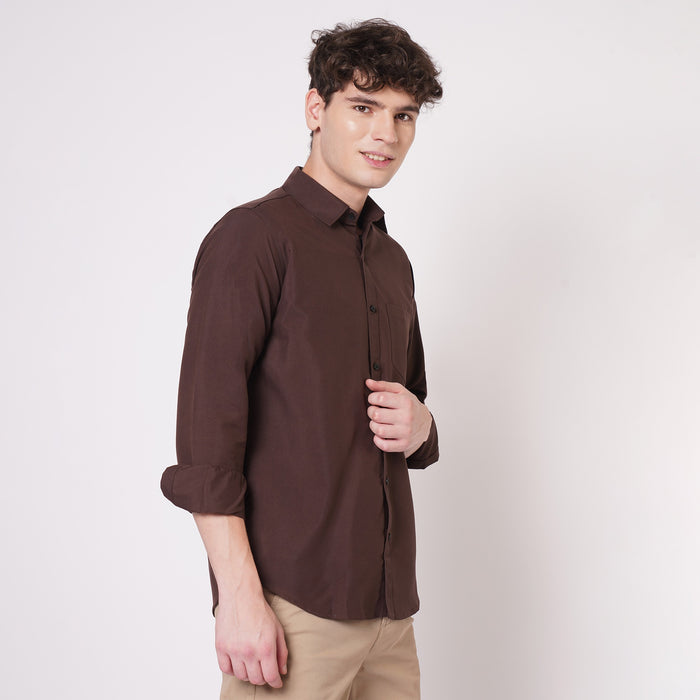 Chocolate Brown Cotton Shirt for Men 2