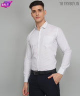 Polka Dot Print Cotton White Men's Shirt 5