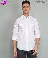 White Double Pocket Shirt 4
