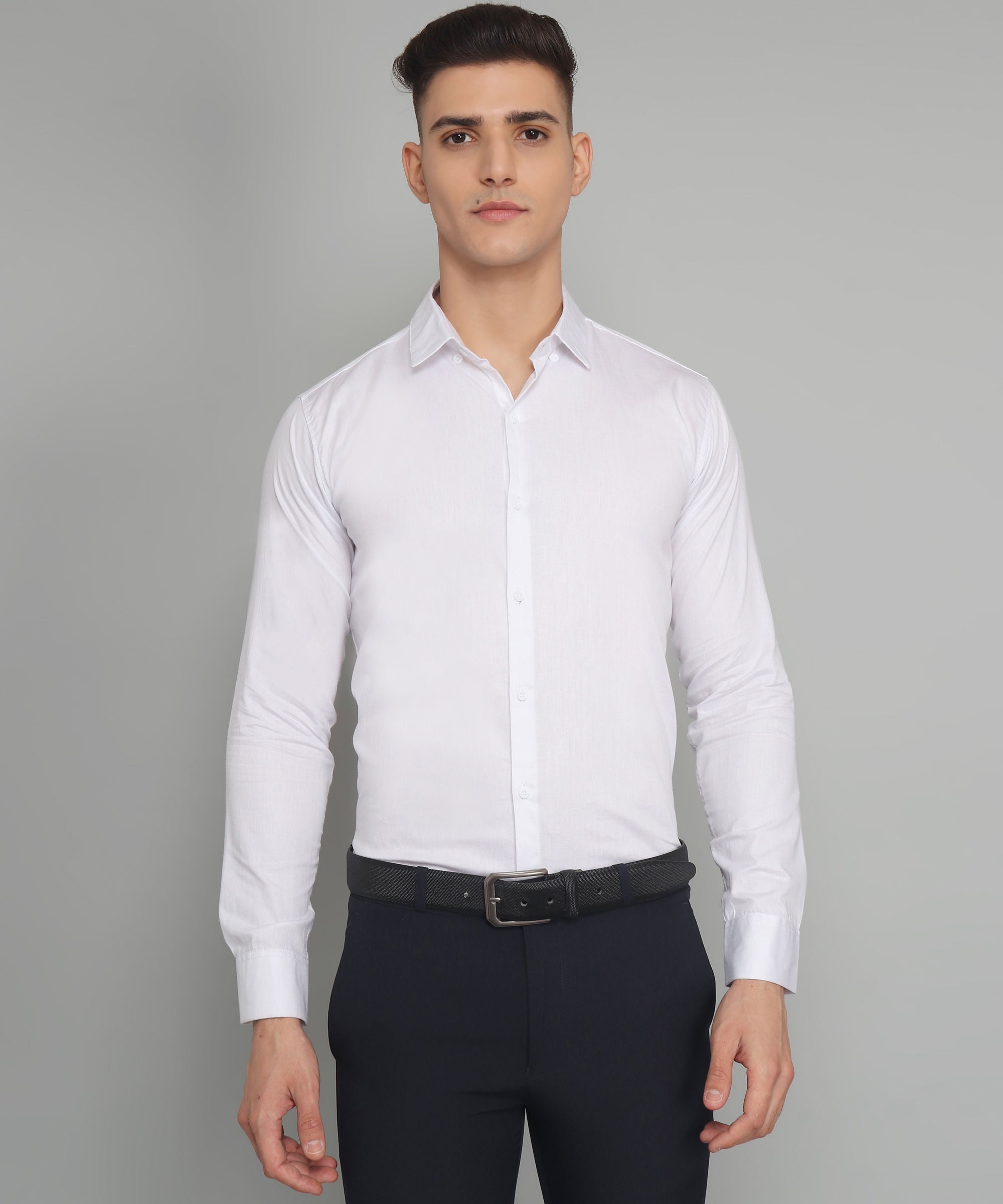 पुरुषों के लिए विशेष TryBuy प्रीमियम सफेद कैज़ुअल/फॉर्मल शर्ट