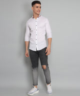 Rough Premium White Solid Men's Shirt 3