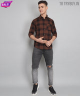 Brown Checked Men's Shirt 5