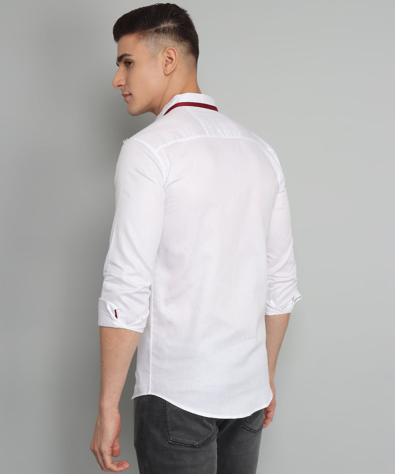 Rough Premium White Solid Men's Shirt 7