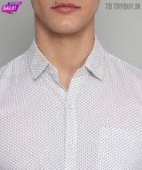 Polka Dot Print Cotton White Men's Shirt 2