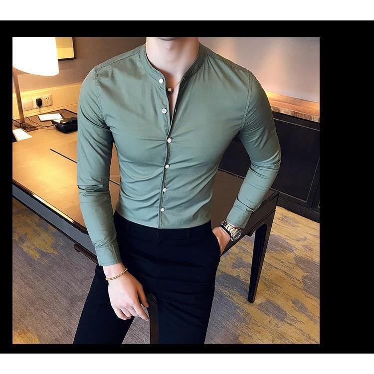 Ocean green cotton button-down shirt for men