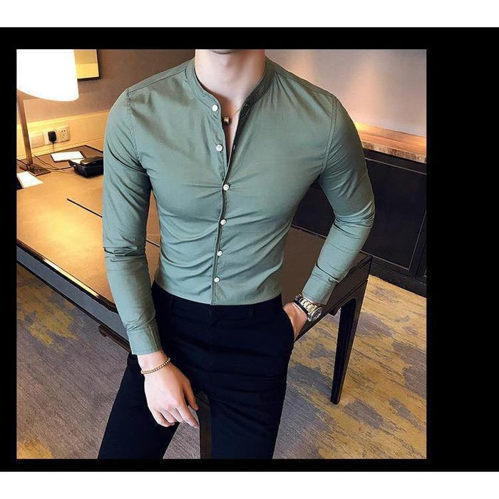 Ocean Green Cotton Button-Down Shirt for Men 2