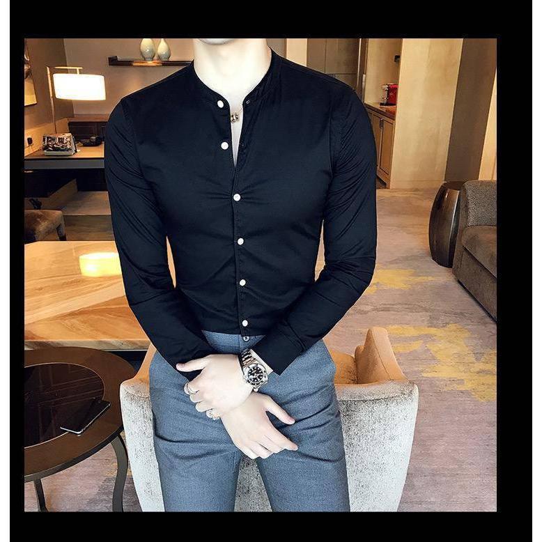Black Solid Men's Shirt 7