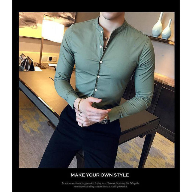 Ocean green cotton button-down shirt for men