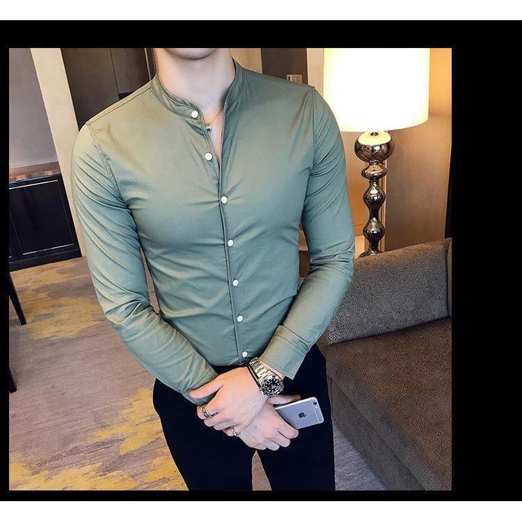Ocean green cotton button-down shirt for men