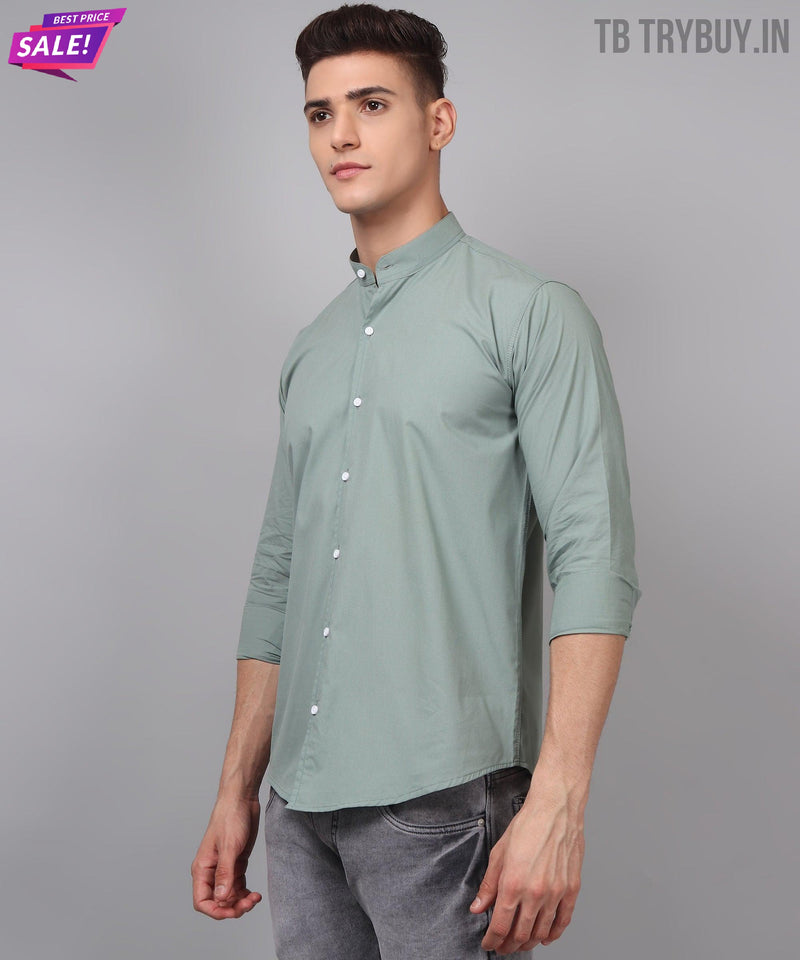 Ocean Green Cotton Shirt for Men 9