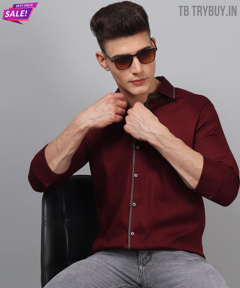 Luxe PartyWear weinrotrot Hemd 4