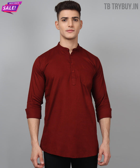 TryBuy Premium Maroon Ethnic Kurta for Men