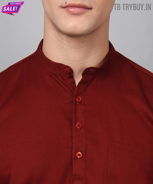 TryBuy Premium Maroon Ethnic Kurta for Men