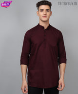 पुरुषों के लिए TryBuy प्रीमियम फैंसी शानदार ट्रेंडी एथनिक वाइनलाल कुर्ता 4