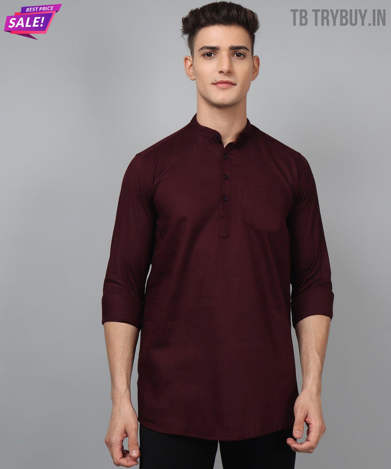 ಪುರುಷರಿಗಾಗಿ ಎಥ್ನಿಕ್ ವೈನ್ ರೆಡ್ ಕುರ್ತಾ 4