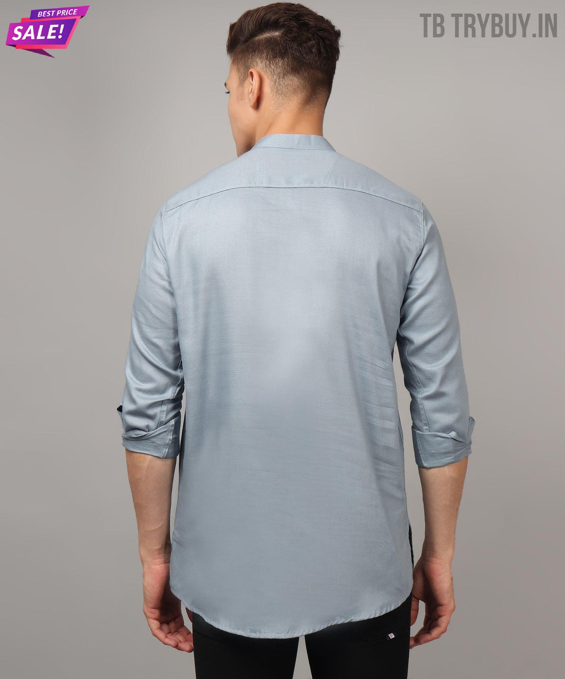Grey regular-fit cotton kurta for men