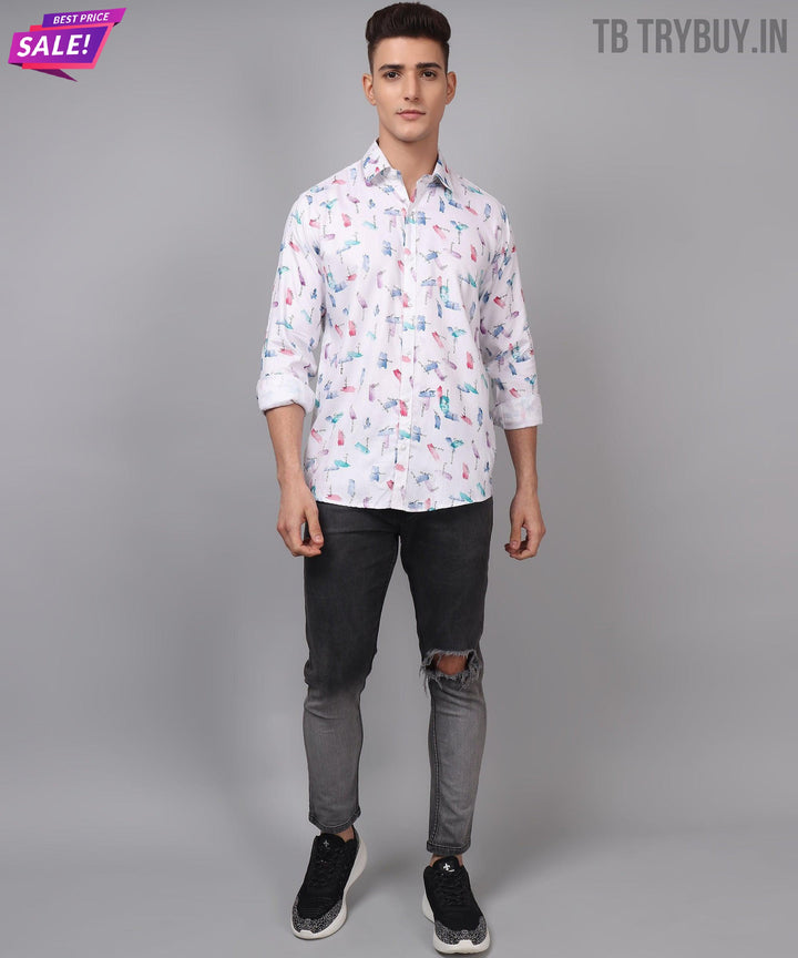 Trybuy Premium Glamorous Printed Multi Colored Cotton Casual Shirt for Men