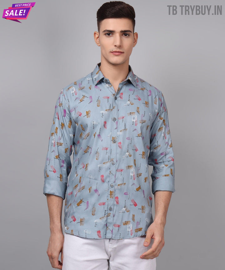 Classy Printed Multi Colored Cotton Casual Shirt for Men by Trybuy Premium