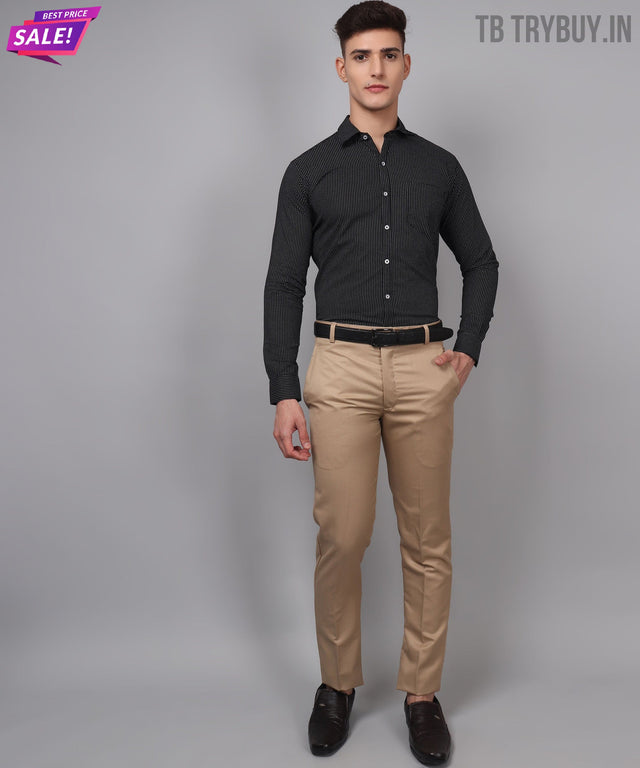Men's black dot printed regular-fit shirt, product view
