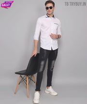 TryBuy Premium Fashionable Cotton Casual White Shirt for Men
