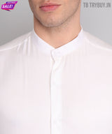 White Cotton Mandarin Men's Shirt 3