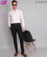 White Cotton Mandarin Men's Shirt 5