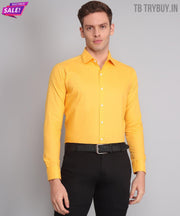 Luxurious Exclusive TryBuy Premium Wrikle-Free Yellow Casual/Formal Shirt for Men