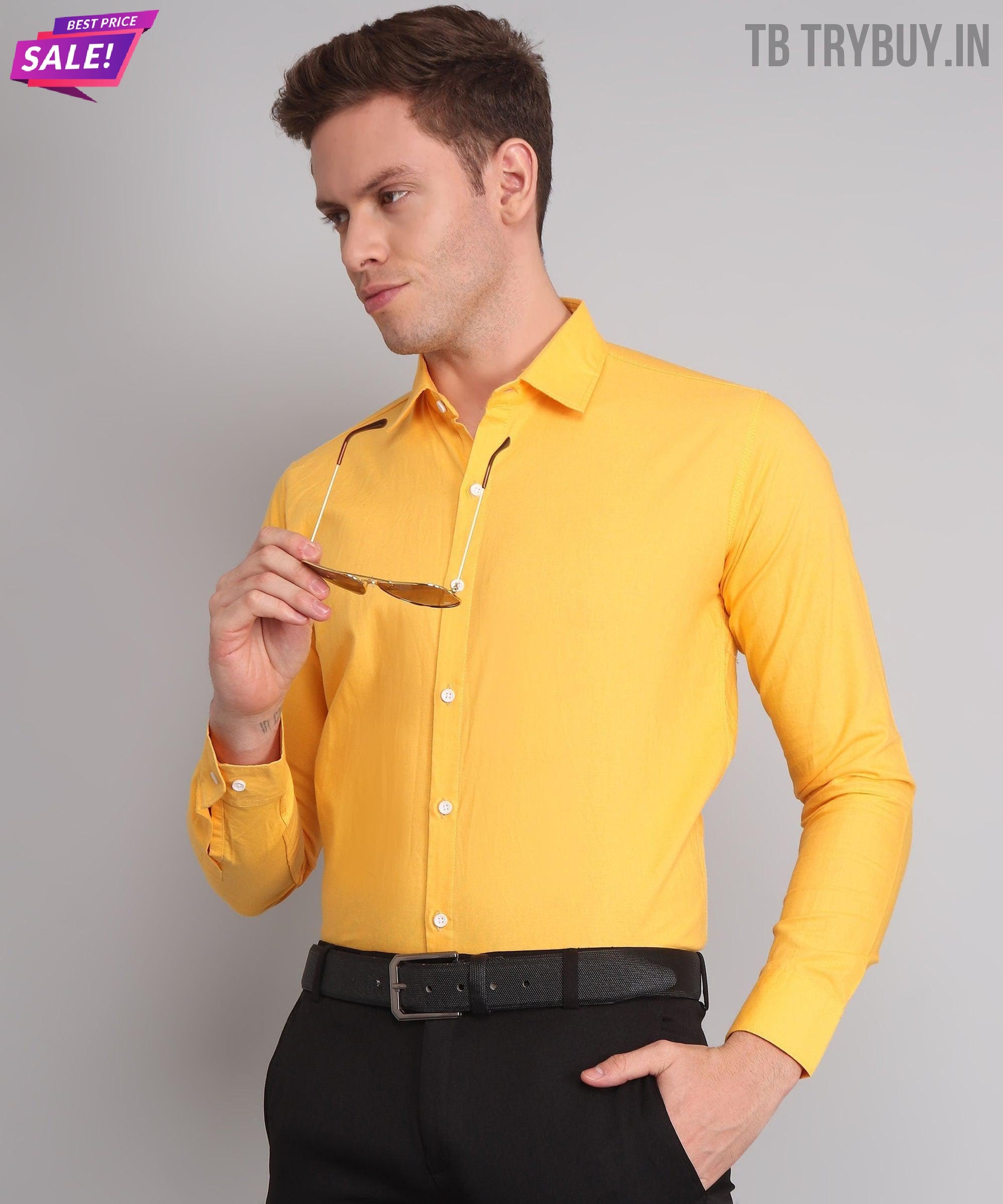 Yellow Men s Business Shirt