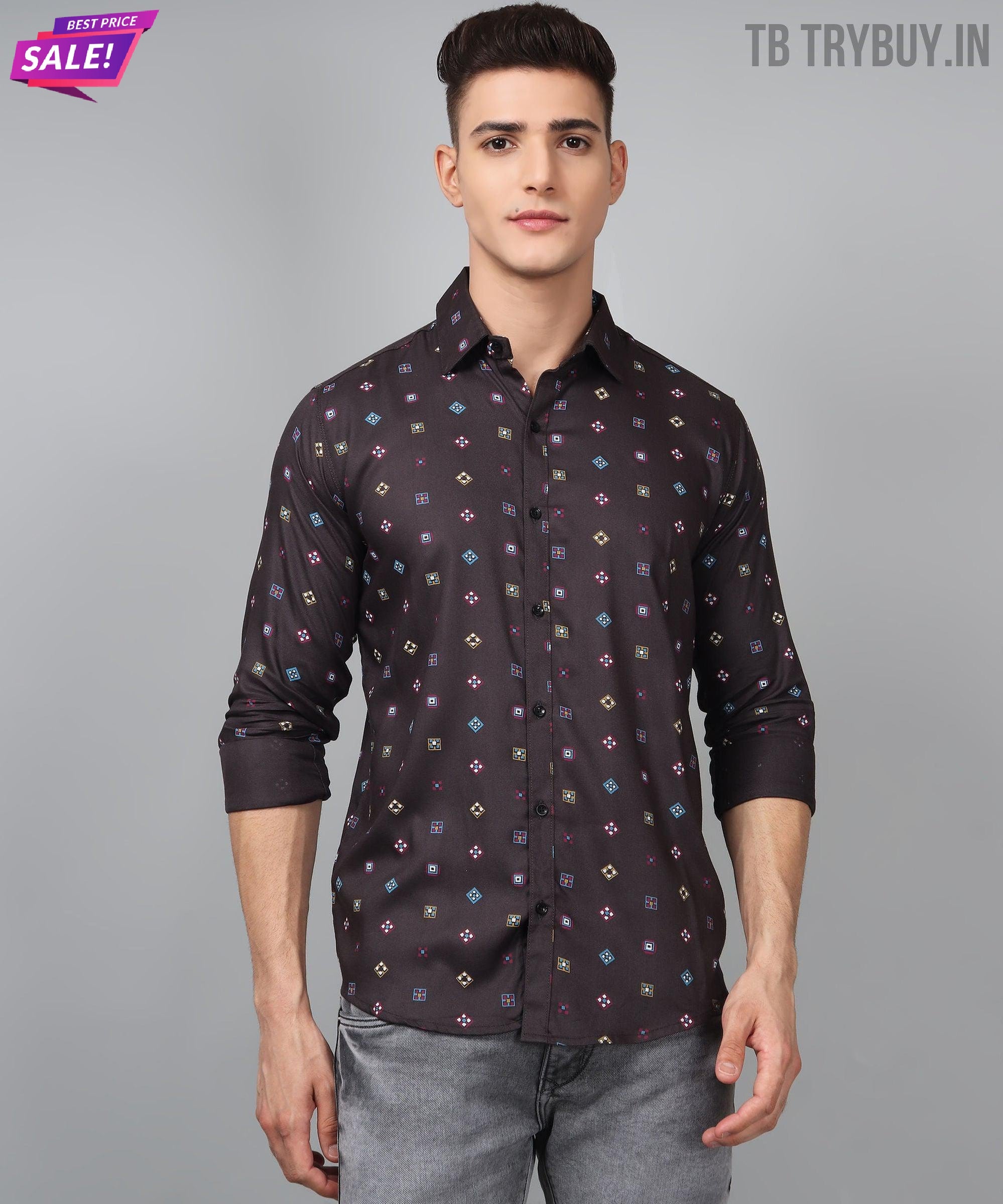 Fabulous Multi Colored Printed Cotton Casual Shirt for Men by Trybuy Premium