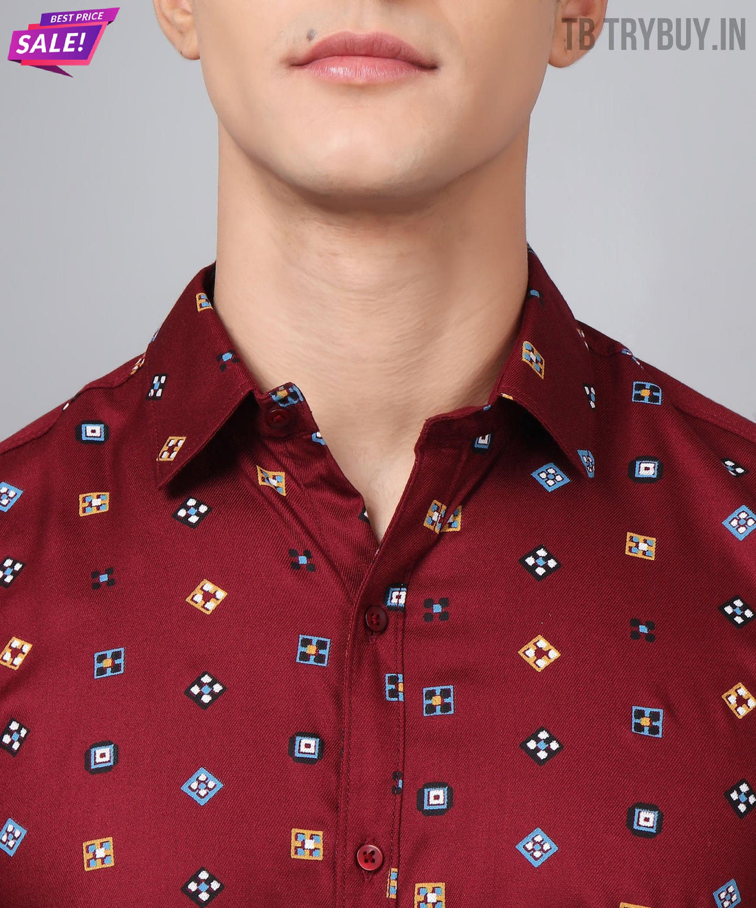 a man wearing a red shirt and glasses