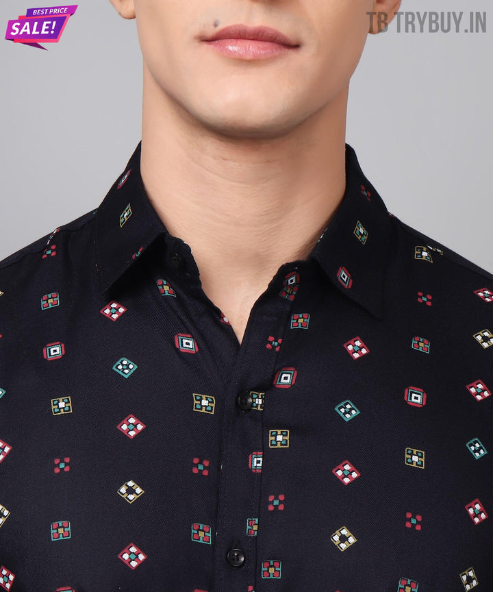 Fashionable Trybuy Premium Printed Cotton Casual Shirt for Men