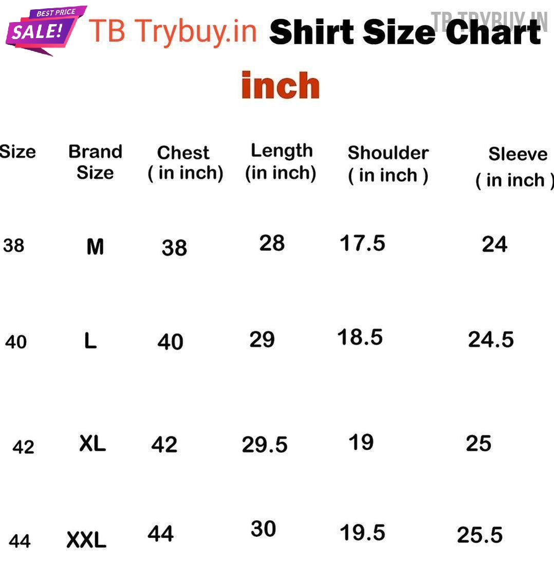 TryBuy men's kurta size chart
