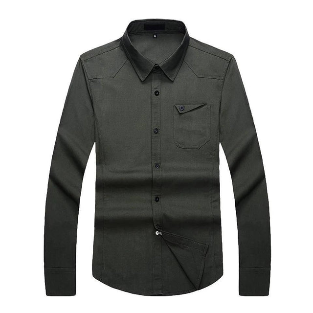 Trybuy Fashionable Army Green Cotton Casual Shirt for Men